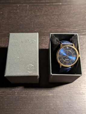 Swarovski Men’s Blue Dial Gold-Tone Case Watch
